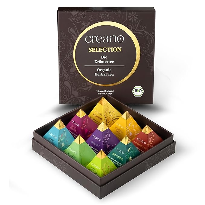 Creano Organic Herbal Tea Gift Set "Organic Herbal Tea" – 9 Pyramid Tea Bags in 9 Different Varieties – 22,5 g* - Bloomnest
