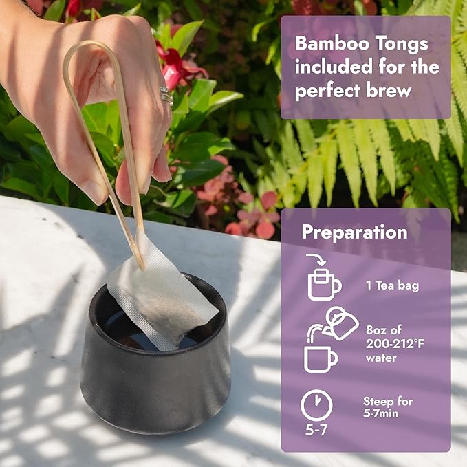Vital Bloom 120 Tea Bags Lavender Tea, Stress Relief Herbal Tea, Sleepytime Tea, 100% Natural- No Sugar, Caffeine Free, No Gluten, Vegan - Bleach Free (Free Tongs Included) - Bloomnest