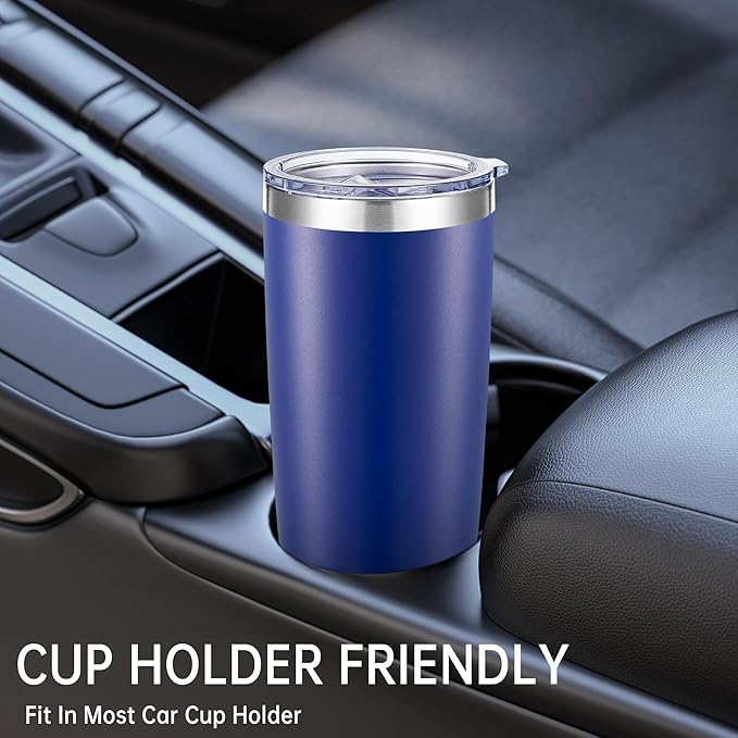 20 oz Tumbler Stainless Steel Tumblers with Lid Double Wall Vacuum Insulated Coffee Mug 20oz Powder Coated Cup for Hot and Cold Drinks, Blue, 1 pack - Bloomnest