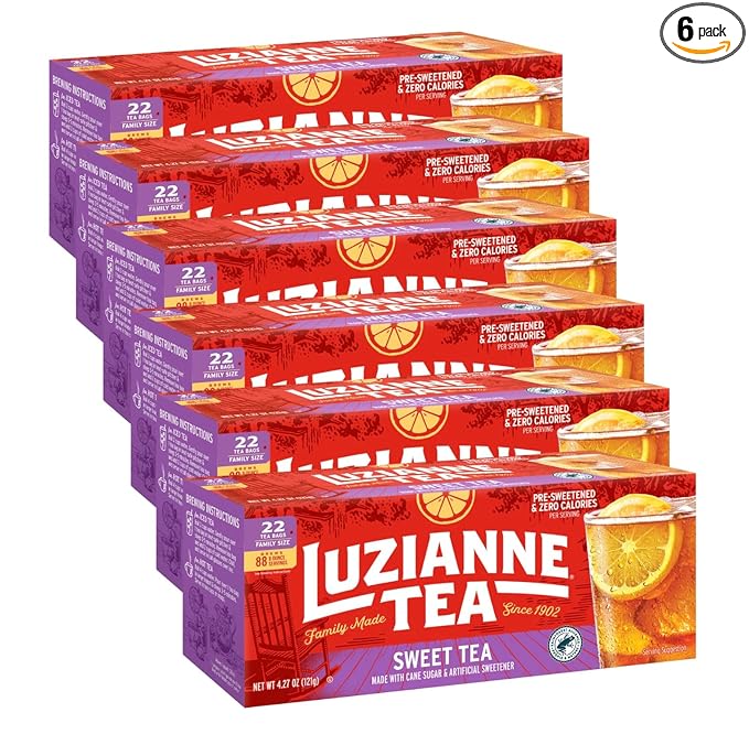 Luzianne Sweet Iced Tea Bags, Family Size, 22ct Box (Pack of 6) - Bloomnest