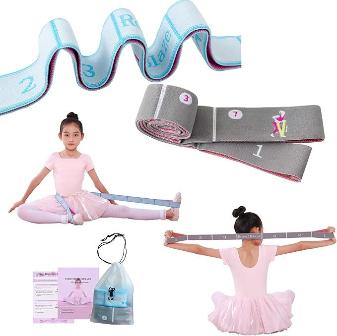 2 PCS Stretch Bands For Kids and Adults – Yoga Straps for Stretching with Multi- Loop – Workout Guide – Video For Exercise, Elastic Stretch Strap Pilates, Yoga, Dance, Gymnastics, Dance, Ballets Bands - Bloomnest
