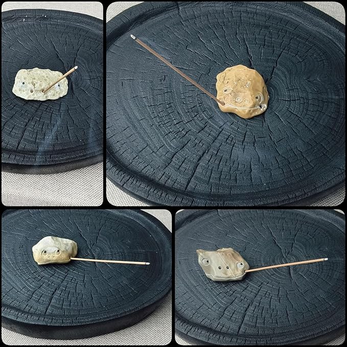 Handmade Frog Incense Holder - Unique Decorative Stone Aromatherapy Burner for Home, Office, Yoga & Meditation - Natural River Rock Craft, Gift for Zen Lovers (Each Piece Varies)
