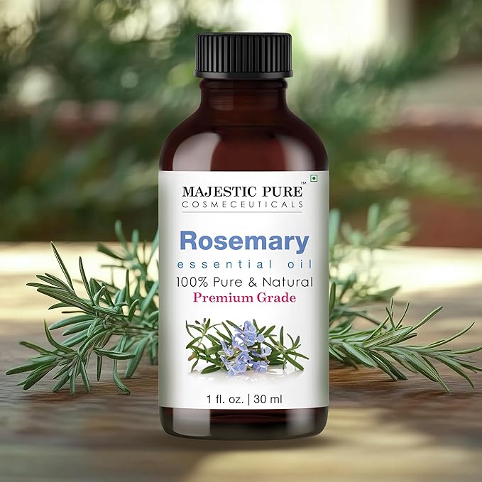 Majestic Pure Rosemary Essential Oil with Glass Dropper - 1 Fl Oz - 100% Pure and Natural Rosemary Oil - Premium Grade Essential Oils for Diffuser, Aromatherapy, Soap and Candle Making - Bloomnest