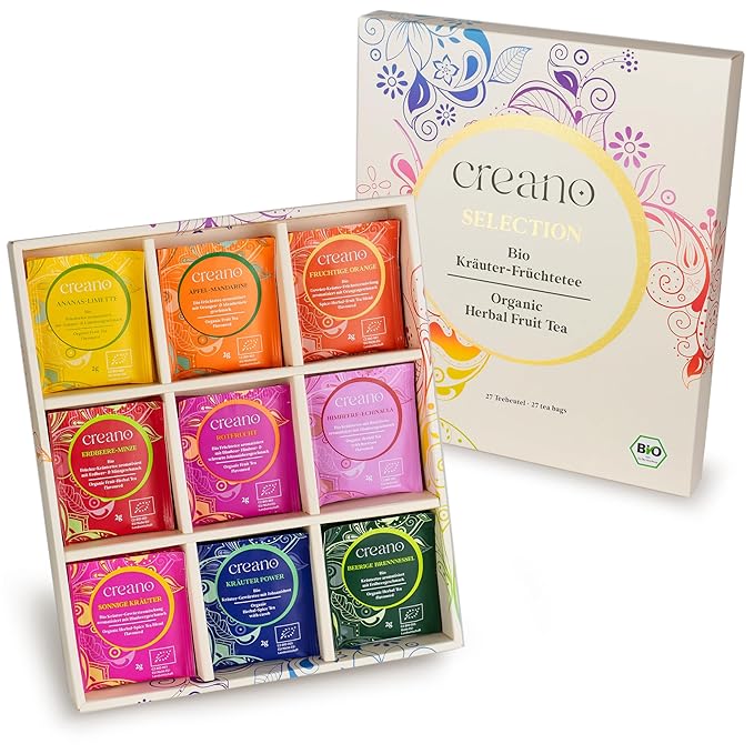 Creano Organic Herbal & Fruit Tea Gift Set - 27 Tea Bags in 9 Dreamy Varieties - 54g* - Bloomnest