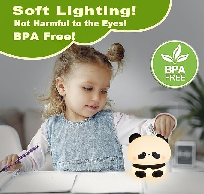 DREAMING MY DREAM Panda Night Light,LED Squishy Panda Novelty Lamp,3 Level Dimmable Nursery Nightlight, Rechargeable Touch Lamp for Breastfeeding Toddler Baby Kids Decor,Cool Gifts - Bloomnest