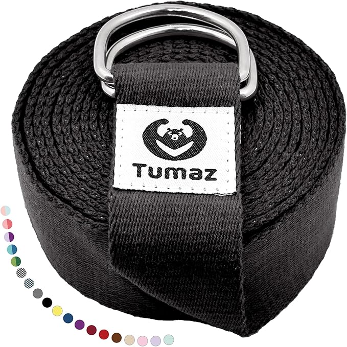 Tumaz Yoga Strap/Stretch Bands [15+ Colors, 6/8/10 Feet Options] with Extra Safe Adjustable D-Ring Buckle, Durable and Comfy Delicate Texture - Best for Daily Stretching, Physical Therapy, Fitness - Bloomnest