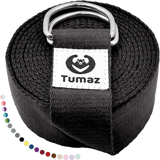 Tumaz Yoga Strap/Stretch Bands [15+ Colors, 6/8/10 Feet Options] with Extra Safe Adjustable D-Ring Buckle, Durable and Comfy Delicate Texture - Best for Daily Stretching, Physical Therapy, Fitness - Bloomnest