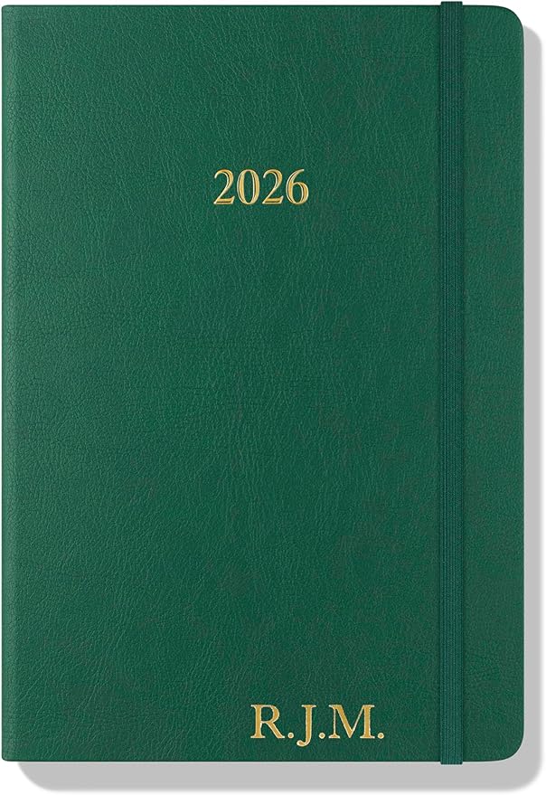 Wykeham's Executive 2026 Daily Journal Planner – US Public Holidays & Format – Customization Available (Personalized Racing Green, 8.5"×5.5") - Bloomnest