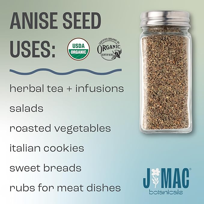 J Mac Botanicals Organic Anise Seeds (32 oz) Certified USDA Organic. Whole aniseed for cookies, tea, powder, or baking - Bloomnest