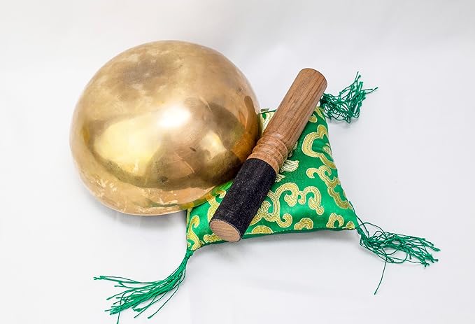 6-Inch Handmade Tibetan Singing Bowl ~ Superb B Crown Chakra Balancing ~ Best use for Meditation, Sound Healing, Cleansing, Mindfulness & Relaxation ~ Cushion & Sueded Leather wooden Mallet included - Bloomnest