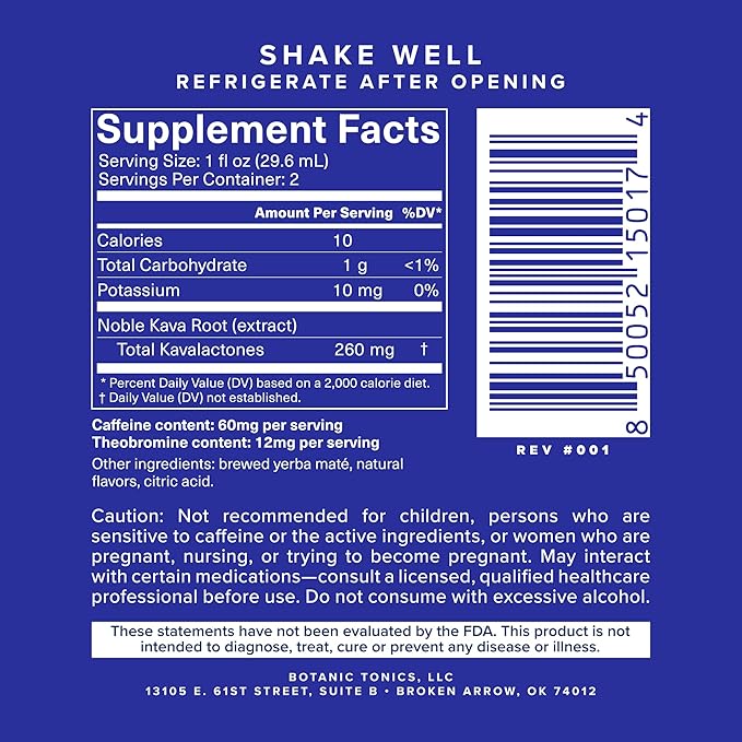 Botanic Tonics feel free Kava Mate - Natural Energy with Kava Root and Yerba Mate - Mood Boost & Sustained Energy - Improved Flavor - Pack of 12 (24 Servings) BotanicTonicsfeelfree