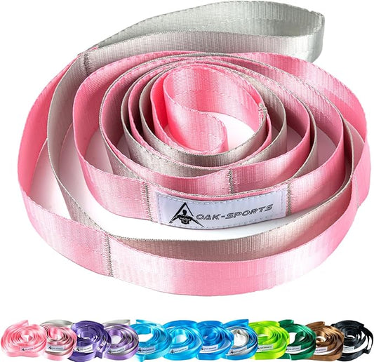 Oak-Sports Stretching Strap Yoga Strap for Physical Therapy with 10 Loops, Yoga Straps for Stretching, Upgraded Non-Elastic Stretch Band for Pilates, Dance and Gymnastics with Workout Guide - Bloomnest