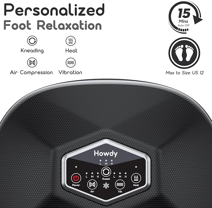 Howdy Foot Massager with Heat and Remote for Plantar Fasciitis, 2025 Heated Shiatsu Feet Massager for Neuropathy, Christmas Gift for Him Her Mom Dad, Wireless Control