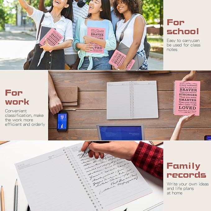 Spiral Notebook Journal, 2 Pcs Hardcover Spiral Notebooks,College Ruled Hardcover Notebook for Work,A5 Notebooks for Work School Note taking, Lined Journal for Women (2Pcs Always-Pink) - Bloomnest