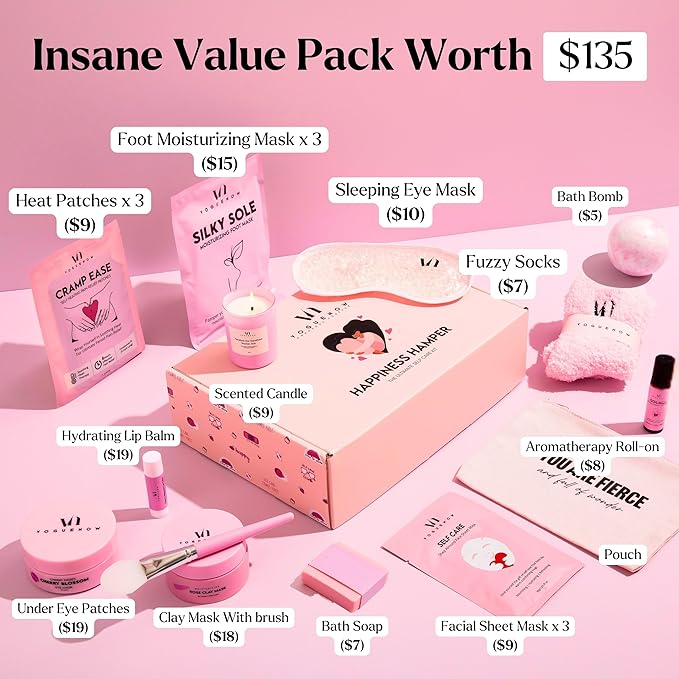 Spa Gifts for Women - Valentines Gift (Set of 20) - Premium Self Care Spa Kit- Bath, Skin Care Sets & Self Care Items - Pampering Valentine Gifts for Women, Spa Gift Basket, Galentines Day Gifts - Bloomnest