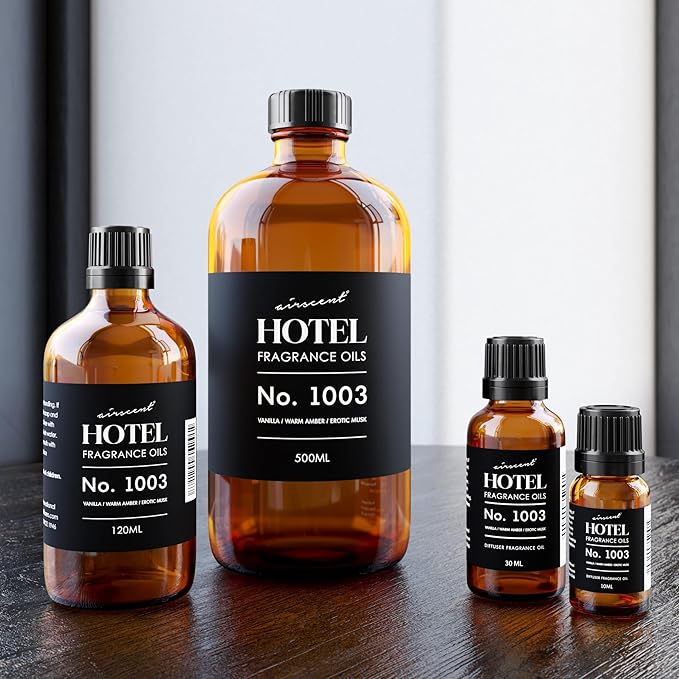AirScent Hotel Diffuser Oil No. 1003 Inspired by The Asian Garden Las Vegas Hotel Scent - Premium Fragrance Oil for Ultrasonic and Waterless Diffusers and Crafting - 500 mL, 16.9 fl oz Glass Bottle - Bloomnest