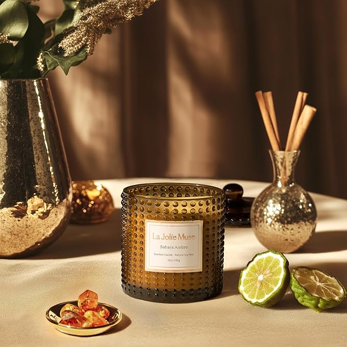 LA JOLIE MUSE Fall Candle | Sahara Amber Candles – Bergamot, Clove & Amber | 10 oz Soy Candle | Natural Soy Wax | 55 Hours Clean Burn | Gift-Ready for Cozy Nights | Elevated Fall Décor - Bloomnest