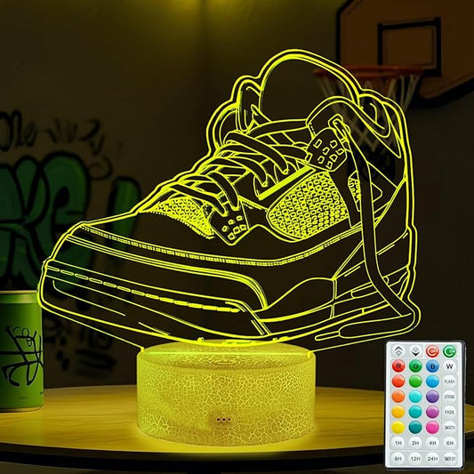 Sneaker Gifts, Sport Shoes, Sneaker Gifts, 3D Illusion Night Light Lamp, 16 Colors Changing, Timer, 4 Flash Modes and Dimmable, Kids Room Decoration, Xmas Gifts - Bloomnest