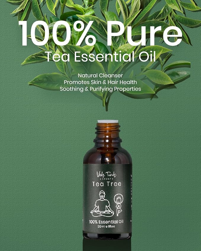 VTS Tea Tree Oil with Dropper, Natural Essential Oils for Diffuser, Humidifier, Aromatherapy, Toenail, Nail Care, Hair, Scalp, Skin Use, 1 Fl Oz (Pack of 3) - Bloomnest