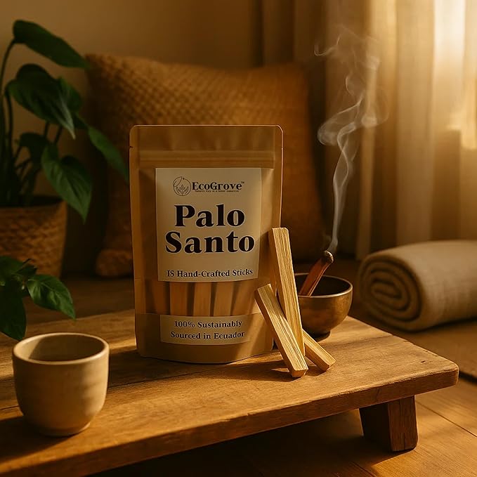 Palo Santo Sticks Bulk – 15 Pack Premium Palo Santo Stick from Ecuador | Authentic Palo Santo Wood Stick & Incense for Smudging, Meditation, Cleansing | Sustainable Palosanto EcoGrove
