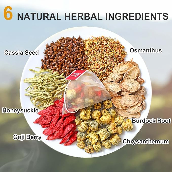 TEARELAE - Chrysanthemum Cassia Seed Tea - Nourishing Liver Tea - 8g x 20 Count - Burdock Root, Goji Berry, Honeysuckle, Osmanthus - Natural Herbal Chrysanthemum Tea Bags - Liver Clean & Detox - Bloomnest