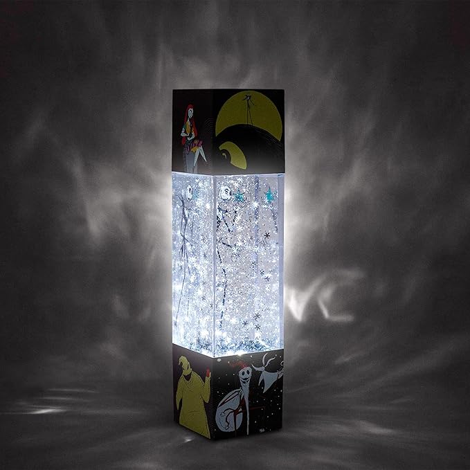 Nightmare Before Christmas Disney The Jack Skellington Glitter Motion Mood Light | Nightstand Table Lamp for Bedroom, Desk | 12 Inches Tall - Bloomnest