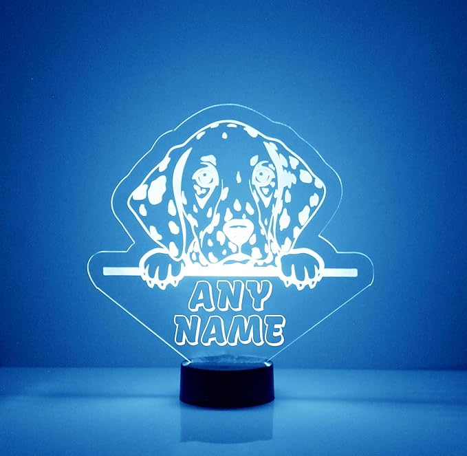 Custom Dog LED Sign Night Light Lamp with Remote, Light Up Display with Personalized Name or Image, Customized, Made in The USA, Clear Acrylic Home Decor Design with 16 Colors, 4 Modes (Dalmation) - Bloomnest