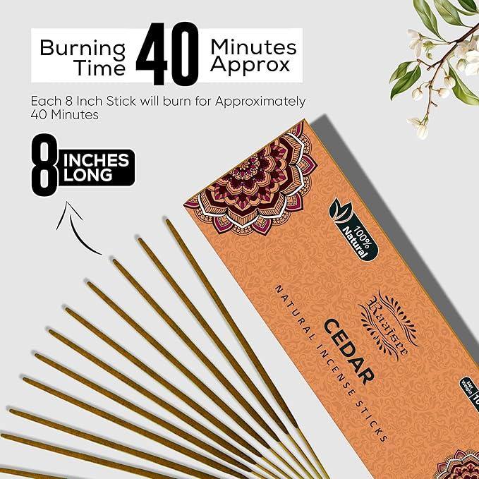 Raajsee Cedar Incense Sticks, 100%-Natural Charcoal Free Organic Non Toxic Clean Burning Handmade Insence Sticks 100 gm Pack, Meditation Gifts – Spritual Cleansing RAAJSEE