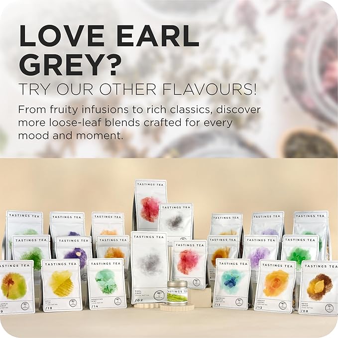 Tastings Tea Earl Grey - 3.5 oz. Loose-Leaf Blend | Assam & Nilgiri Tea Leaves with Bergamot Oil | Caffeinated for Morning Rituals | Holistic Wellbeing - Bloomnest