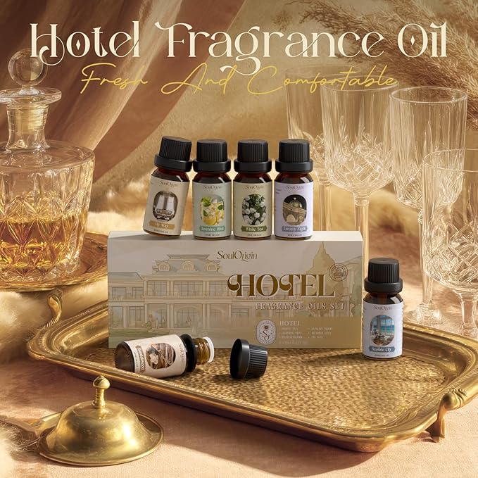 Hotel Fragrance Oils Set, Essential Oil Gift Set for Diffuser, Hotel Scent Diffuser Oil, Diffuser Scents Oil for Home, White Tea, Jasmine Mint, Sandalwood, Luxury Night, Seaside, Myway - Bloomnest