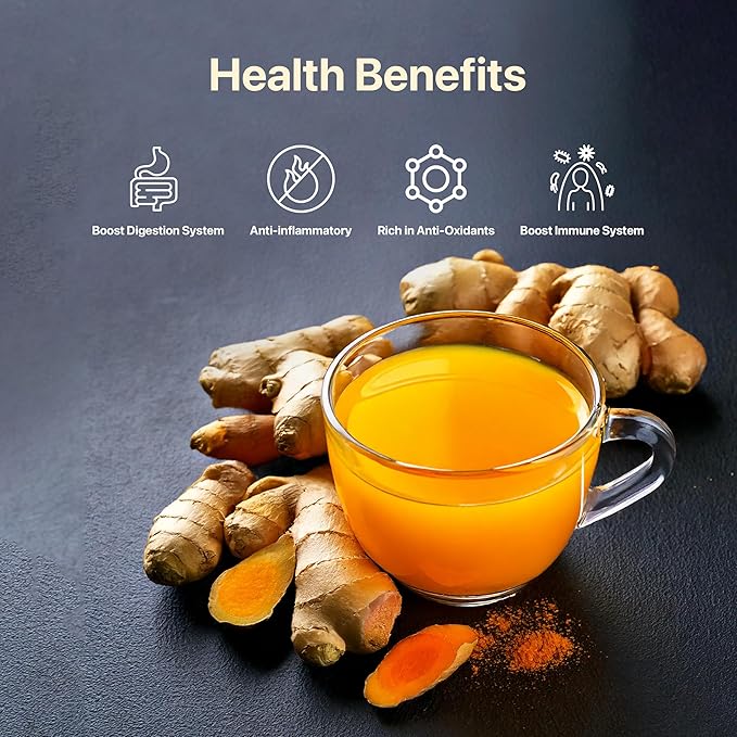 BLUE TEA - Turmeric Ginger Tea - 15 Count - Pyramid Plant Based Tea Bag | CURCUMIN RICH - HERBAL BLEND | Herbal Tea - Caffeine Free - Non-GMO - Vegan - Earthy Flavor - Healthy | Reusable Tin Pack - Bloomnest