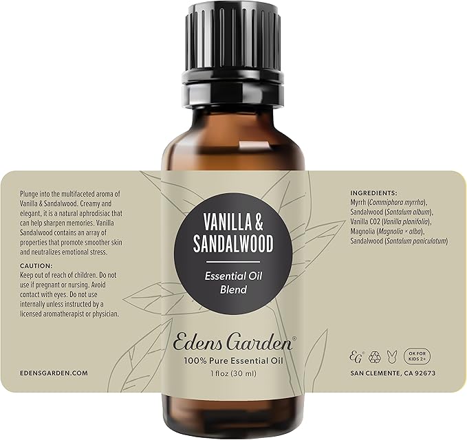 Edens Garden Vanilla Sandalwood Essential Oil Blend- 100% Pure Premium Grade, Undiluted, Natural, Therapeutic, Aromatherapy, The Best for Skin, Candle, Laundry 30 ml (1 fl oz) EdensGarden