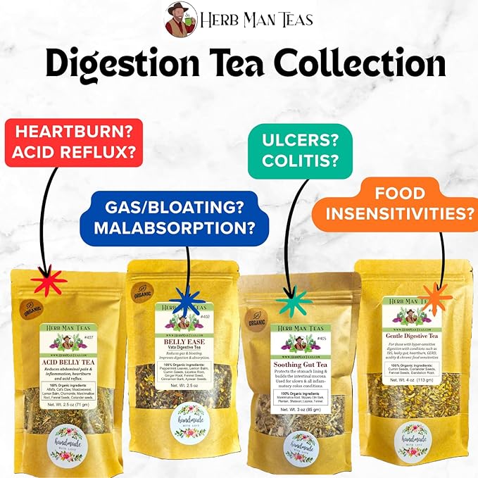 DIGESTIVE TEA for gas, bloating & weak digestion formulated by master herbalist Khabir - 100% Organic, non-GMO, no additives - Bloomnest