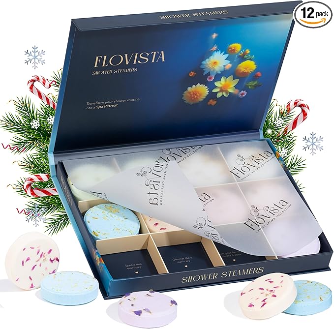 Gifts for Women, Aromatherapy Shower Steamers – 12-Pack Self Care & Spa Birthday Gifts for Women, Relaxation & Stress Relief, Bath Shower Bombs with Lavender & Eucalyptus Essential Oils - Bloomnest