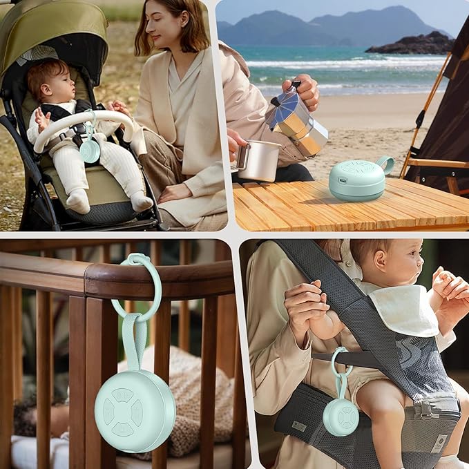Portable Sound Machine for Baby | White Noise | 12 Soothing Sounds | Noise Canceling for Travel, Office, Nursery | Baby Shower | Registry Gift | Sleep Soother for Babies Kids Adults | Mint - Bloomnest