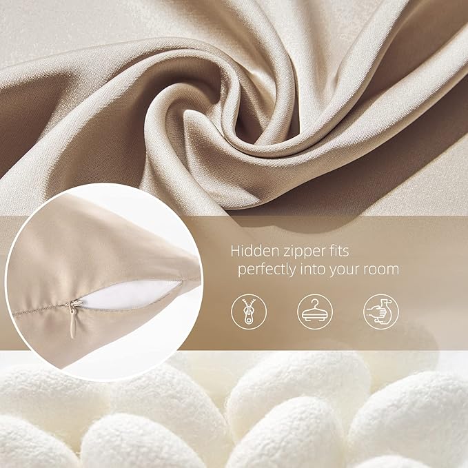 Silk Pillow Cases for Hair and Skin Mulberry Silk Pillowcase Soft Breathable Smooth Both Sided Natural Silk Pillowcase with Zipper Beauty Sleep Silk Pillow Case 1 Pack for Gift (Queen, Champagne) - Bloomnest
