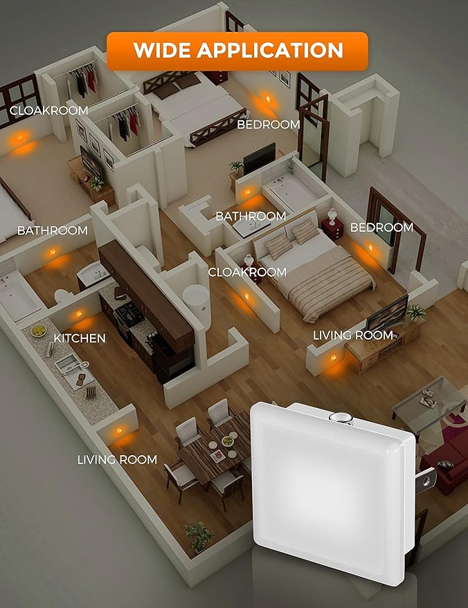 L LOHAS LED Night Lights Plug into Wall 2-Pack, 0.3W Plug in Night Light, Dusk to Dawn, 2000K Amber Light, Sleep Aid Nightlight Auto-On/Off, for Adults Kids Room, Bedroom, Bathroom, Hallway, Non-Dim - Bloomnest