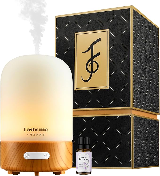 Essential Oil Diffuser Hand Blown Glass, 100ml Small Aromatherapy Diffuser, Auto Shut-Off Function, Ultrasonic Diffusers for Essential Oils, Cool Mist Humidifier with Warm White Lights（White） - Bloomnest