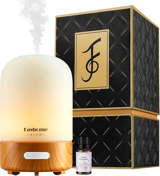 Essential Oil Diffuser Hand Blown Glass, 100ml Small Aromatherapy Diffuser, Auto Shut-Off Function, Ultrasonic Diffusers for Essential Oils, Cool Mist Humidifier with Warm White Lights（White） - Bloomnest
