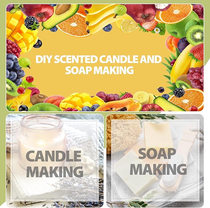 PHATOIL 10Pcs Fruity Fragrance Oil Set, Coconut, Cherry, Apple, Strawberry, Mango Candle Scents for Candle Making, Freshie Scents for DIY Soap Making, Diffuser Oil Scents Set - Bloomnest