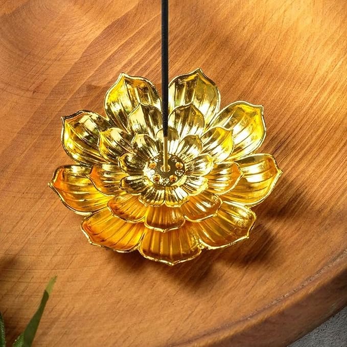 60 Pcs Incense Holder Indian Return Gift for Pooja Gold Lotus Incense Sticks Holder Anti Ash Spilling 2.16 Inch/5.5 cm Zinc Alloy incense holder for sticks for Stick/Coil/Cone Incense with Ash Catcher