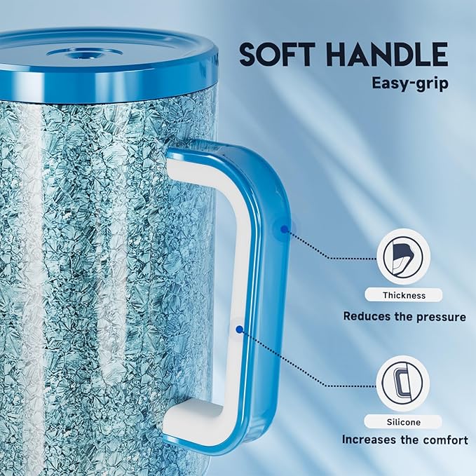 Meoky 40 oz Tumbler with Handle for Travel: Stainless Steel Insulated Tumbler with Lid and Straw - 100% Leak Proof Tumbler for Car Road Trips - Travelers Commuters Workers, Crystal - Bloomnest