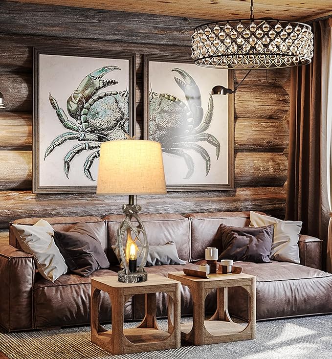 28" Touch Rustic Antler Table Lamps Set of 2 for Bedroom, 3 Way Dimmable Farmhouse Nightstand Lamps with USB + Type C Ports for Living Room End Table Cabin Decor (Included 4 Bulbs) - Bloomnest