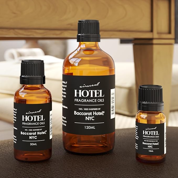 AirScent Hotel Diffuser Oil No. 1023 Inspired by The Baccarat Hotel Scent - Love Affair Fragrance Oil for Ultrasonic and Waterless Diffusers and Crafting - 30 mL, 1 fl oz Glass Bottle with Dropper Airscent