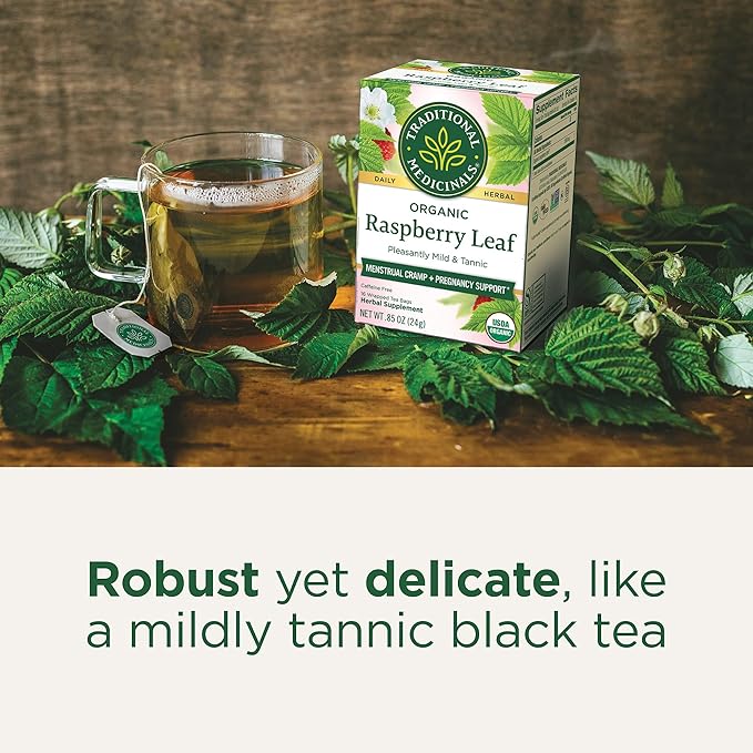 Traditional Medicinals Organic Raspberry Leaf Herbal Tea, Eases Menstrual Cramps & Supports Healthy Pregnancy, (Pack of 1) - 16 Tea Bags - Bloomnest