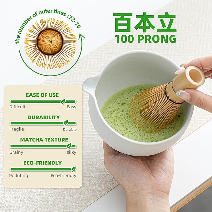 TEANAGOO Matcha Whisk Set,7 Pcs Matcha Set Lt.Grey,Matcha Kit for Ceremony,Matcha Tea Set for Making Breakfast/Latte,Matcha Whisk Set and Bowl with All Accessories,Gift for Matcha Lover/Friend/Family - Bloomnest