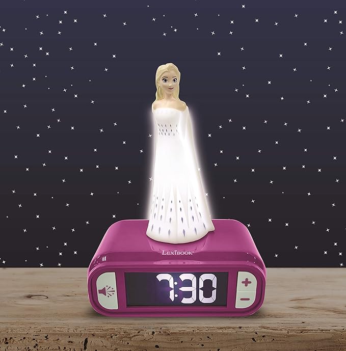 LEXiBOOK - Disney Frozen 2 Elsa Digital Alarm Clock for Kids with Night Light and Snooze, Childrens Clock, Luminous Elsa, Frozen Sound Effects, Blue Colour - RL800FZ - Bloomnest