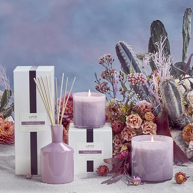 LAFCO New York Signature Candle, Midnight Cactus - 15.5 oz - 90-Hour Burn Time - Reusable, Hand Blown Glass Vessel - Made in The USA - Bloomnest
