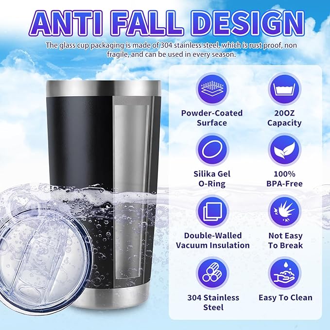 36 Pack, 20oz Stainless Steel Bulk Tumblers with Lids and Straws, Leakproof Double Wall Travel Mug for Hot/Cold Drinks, Home Office Outdoor Party Use, Durable Powder Coated Insulated Cup/Black - Bloomnest