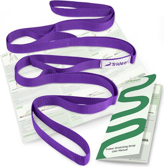 Trideer Stretching Strap Yoga Strap for Physical Therapy, 10 Loops Yoga Straps for Stretching, Non-Elastic Stretch Strap for Pilates, Exercise, Stretch Band for Women & Men